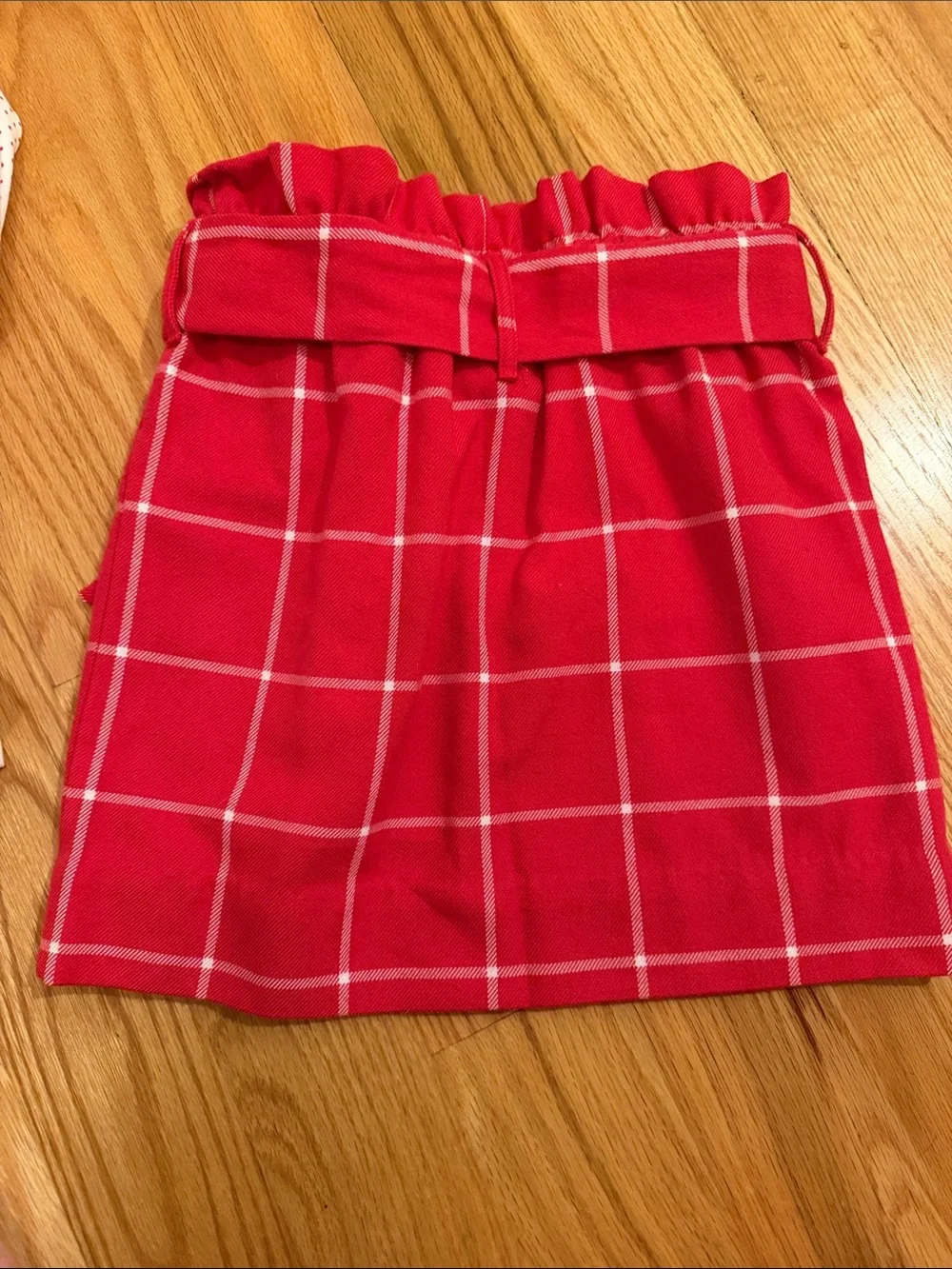 The Beaufort Bonnet Company Girls Red Plaid Skirt with polka dot turtle neck